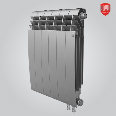 Биметаллический радиатор Royal Thermo Biliner 500 VD Silver Satin с нижним подключением 12-секций