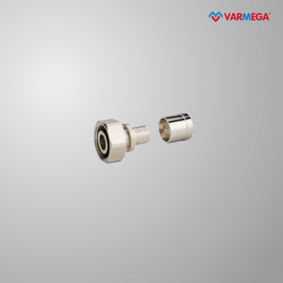 Муфта латунная Varmega Slide-fit с накидной гайкой и евроконусом (гильза в комплекте)